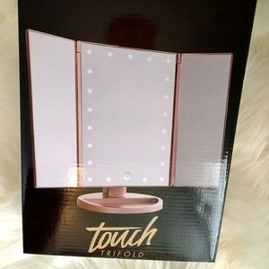 LED Tri Fold Vanity Mirror Rose gold